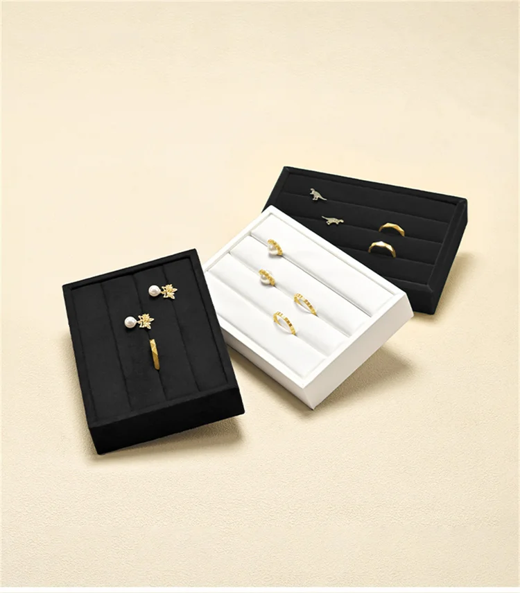 Oirlv 3 Slots Ring Tray Small Ring Organizer Earring Trays Showcase Display Storage Insert Holder for Jewelry Box,Drawer,Dresser
