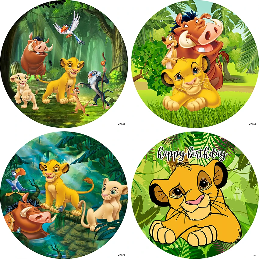 Disney Simba The King Lion Party Round Backdrops For Photo Customized Happy Birthday Kids Party Decorations Baby Party Supplies Backgrounds Aliexpress