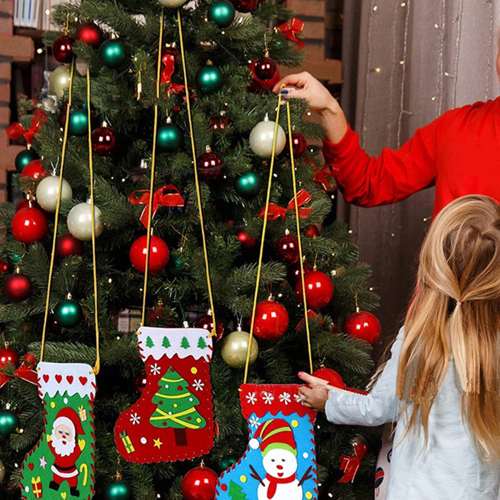 

Рождественские войлочные чулки с Санта-Клаусом, снеговиком, аксессуары для шитья, украшение «сделай сам», рождественское оформление