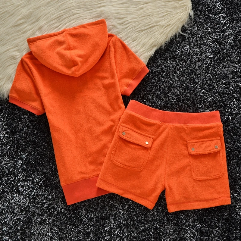 Towel Short Set Two Piece Set Women Summer Zipper Cardigan and Shorts Workout Clothing Casual Jogger Outfit