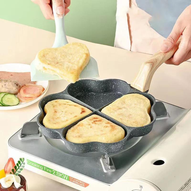 4hole Omelet Pan Frying Pot Thickened Nonstick Egg Pancake Steak Cooking  Pans Hamburg Bread Breakfast Maker Induction Cookware - AliExpress