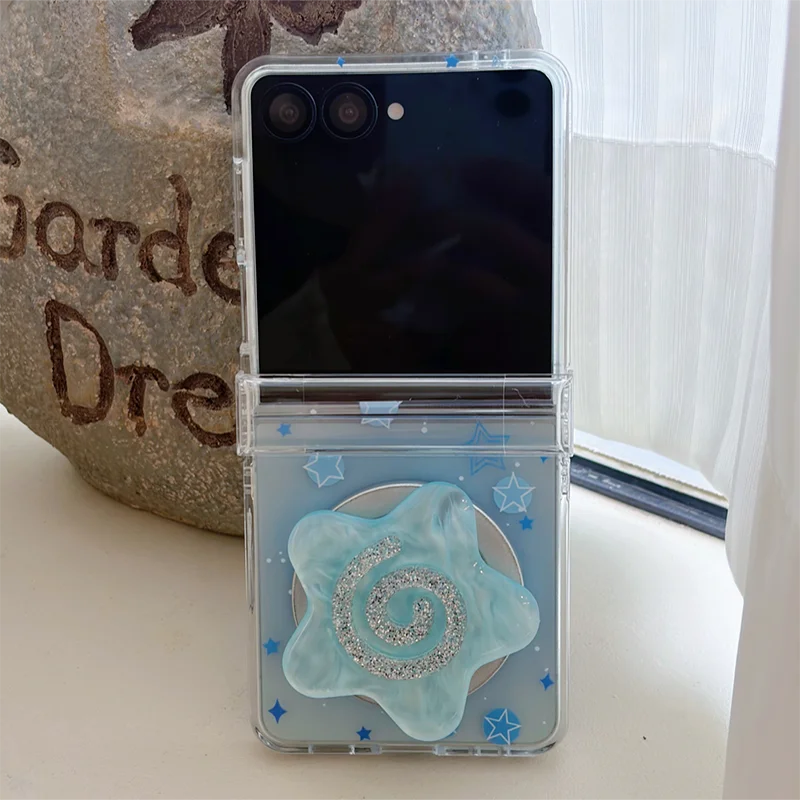 Korean Cute Star Magnetic Phone Case with Magsafe Stand and Hinge Holder