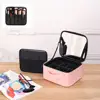 Cosmetic Pouch with Dividers Capacity Cosmetic Bag with Led Mirror Multi Compartments Portable Travel Makeup for Artists 1