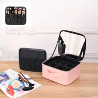 Cosmetic Pouch with Dividers Capacity Cosmetic Bag with Led Mirror Multi Compartments Portable Travel Makeup for Artists 1