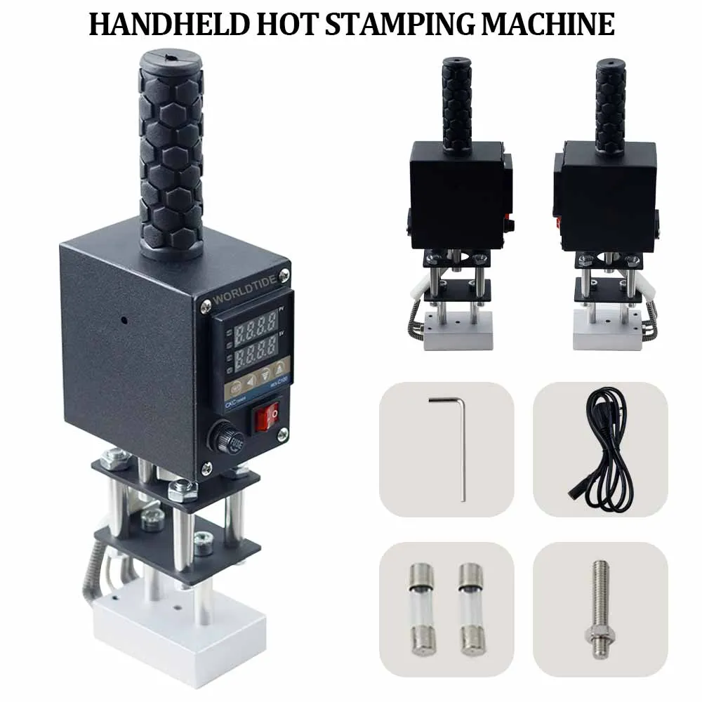 Hand-Held Leather Hot Foil Stamping Machine Copper Mould Wooden Paper Labeling Soldering Embossing Tool Heating Size 8*10cm