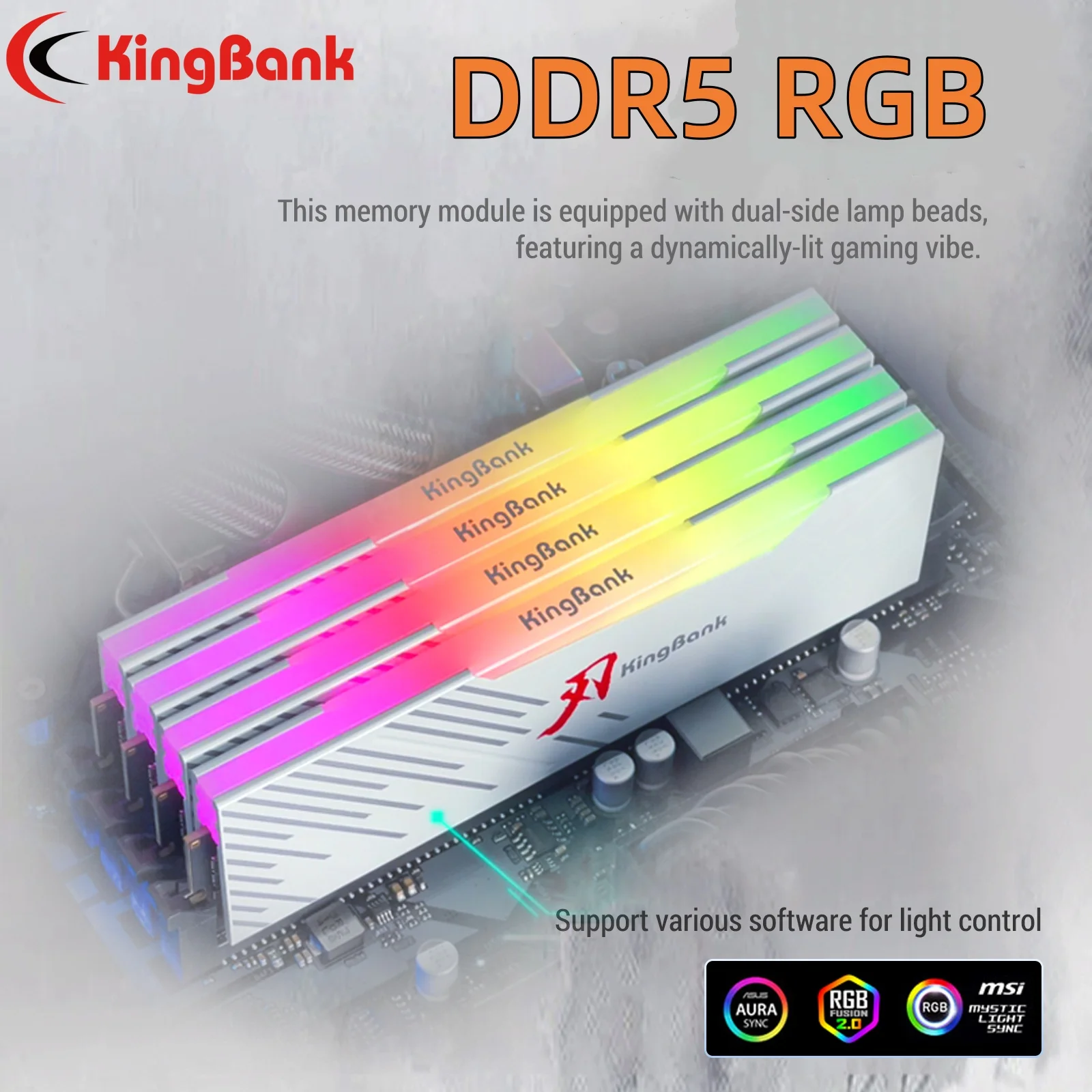 KingBank DDR5 RGB UDIMM RAM Memory PC5 16GB 32GB 6000MHz 6400MHz