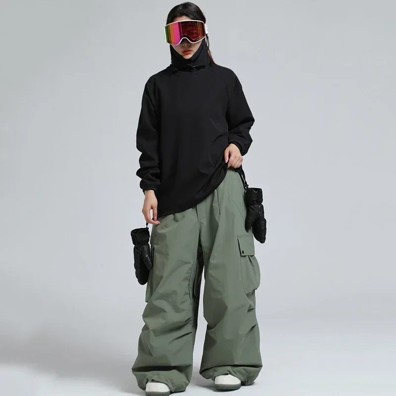 Skiing Pants Outdoor Waterproof Skiing Pants Warm Ski Trousers Windproof Snow Clothes Men Winter Cargo Pants Women Loose Snowboard Wear
