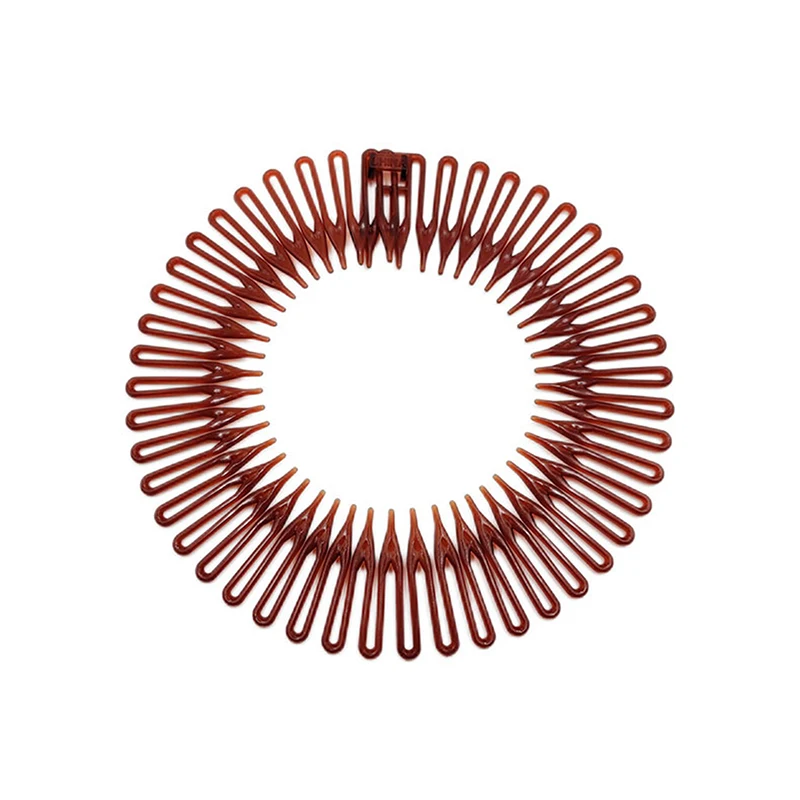 Stretch flexible Kämme Zähne Vollkreis Haar Reifen Band Clips Haarband Gesichts wäsche Stirnbänder fest koreanische Haarschmuck schwarz – Detail 8