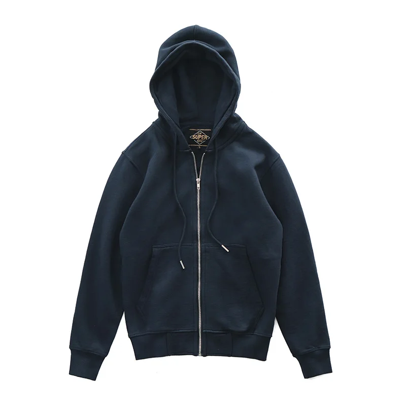 

American Cotton knitted coat men's retro Sweatshirt washed old Hoodie damp warm Plush Hoodie