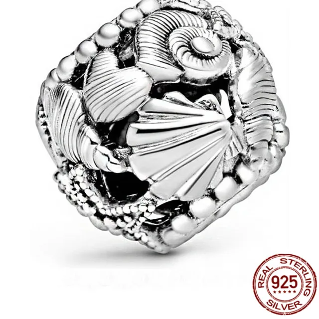 925 Sterling Silver Ocean Series Narwhal Charm Starfish Ocean Waves & Fish Beads Fit Pandora Bracelet DIY Pendant Woman Jewelry CMS1558-7