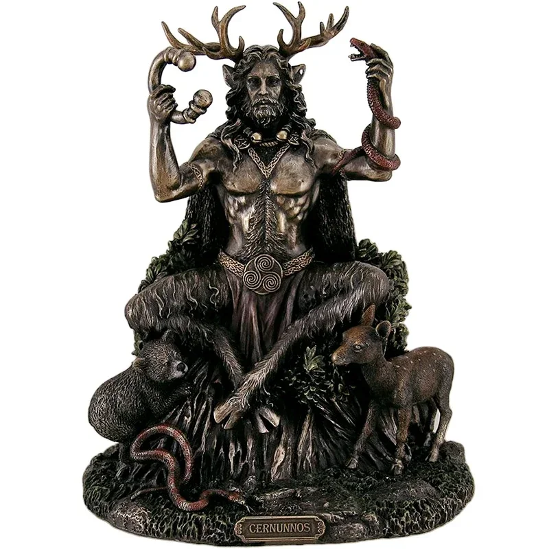 Cernunnos Horned Animal God Sculpture Resin Landscape Underworld Figurine Statue Home Office Shop Decor Ornament