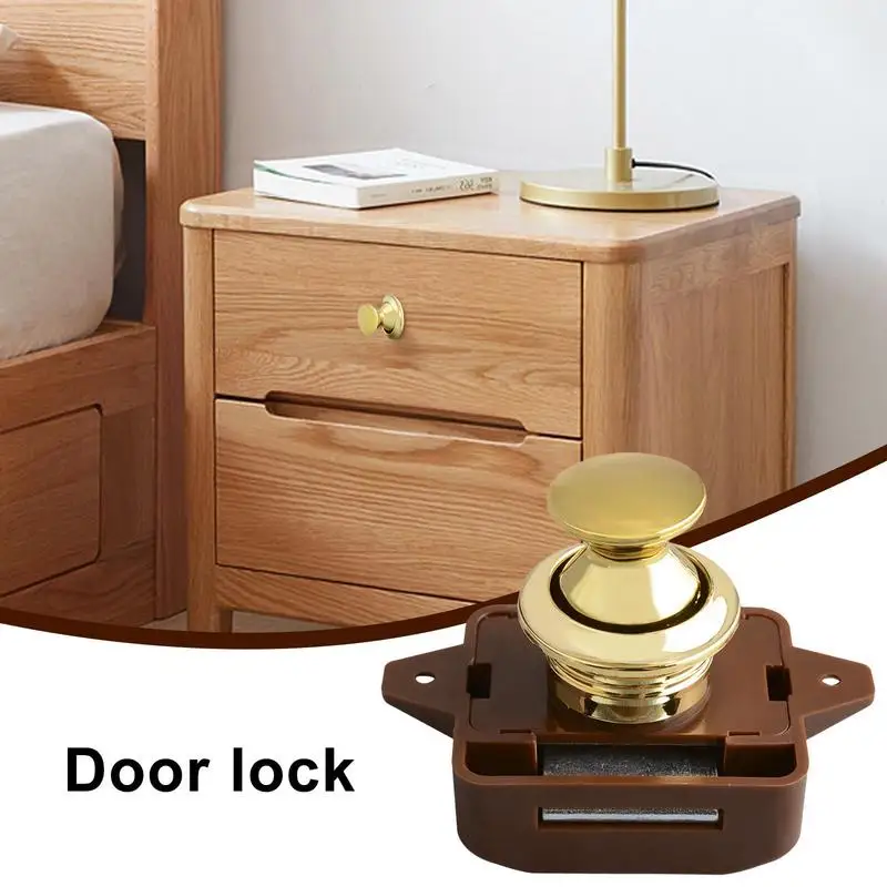 Keyless RV Push Cabinet Locks Cabinet Door Catches Locks Drawer Keyless Zinc Alloy Button For RV Camper Van Motorhome Caravan