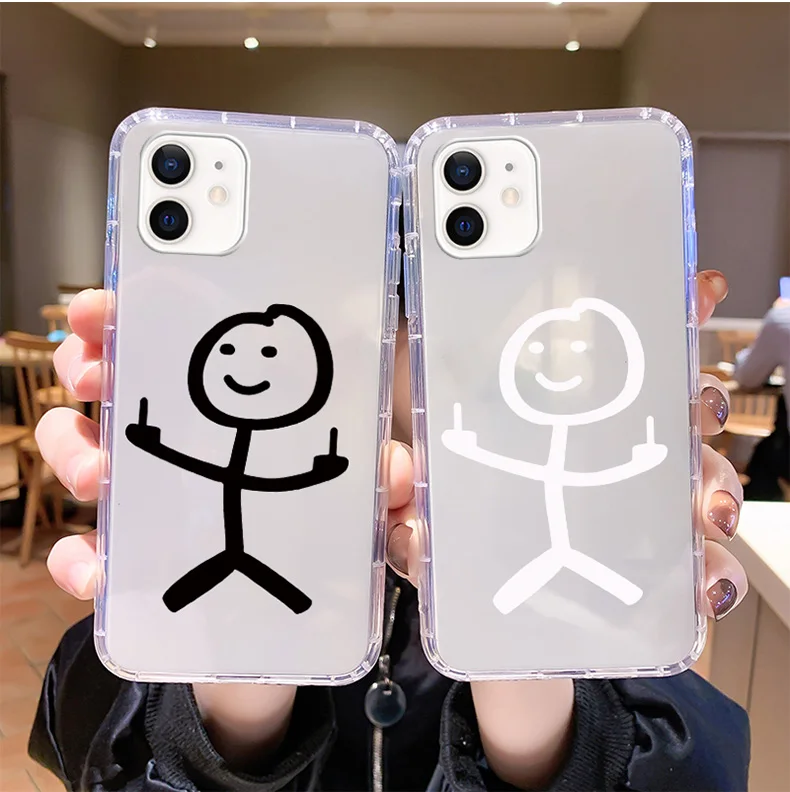 

Stickman middle finger funny Transparent Phone Case For POCO F1 F2 F3 Pro X3 M3 9C 10T Lite NFC Anime Cover Silicone Prett mi