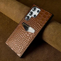 Premium Genuine Leather Full - Wrap Phone Case with Card Holder - Galaxy S20+ (Light Brown 3603)