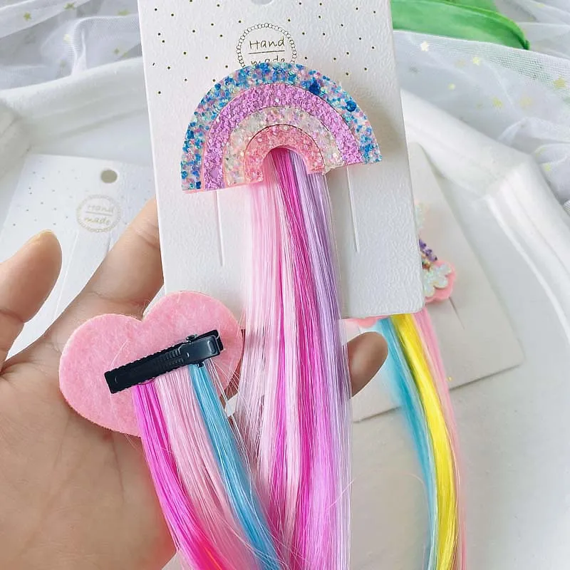 Einhorn Bunte Perücke Haarnadeln Haarschmuck Haarspange Kunsthaar Twist Braid Einhorn Mottoparty Dekoration – Detail 6