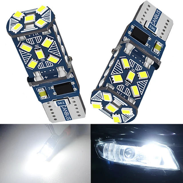 Ampoule LED blanche T10 W5W pour voiture, Signal lumineux Canbus sans  erreur 12V 2016 15SMD 7000K