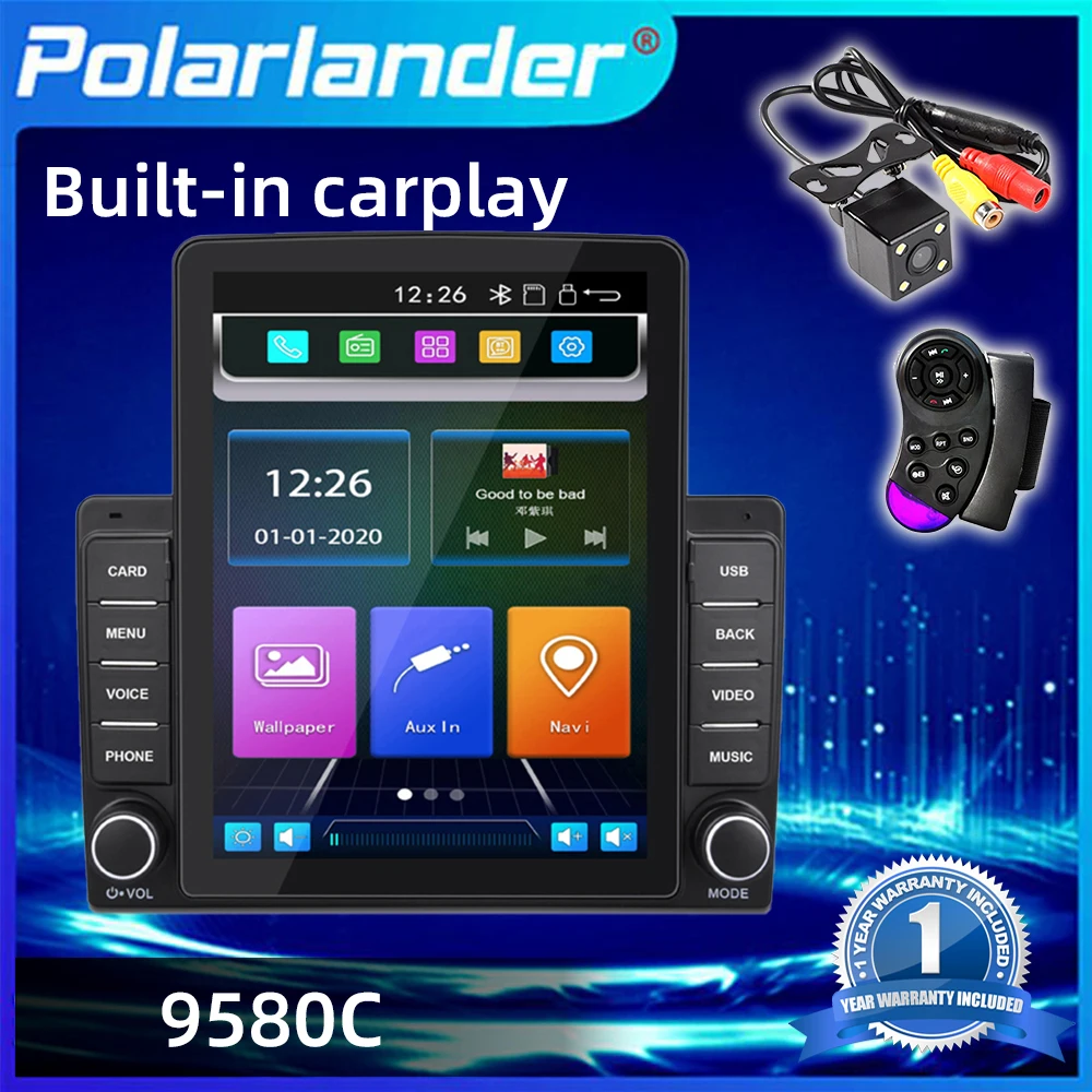 

2 DIN 9.5'' ​IPS Capacitive Touch Screen Car Multimedia Player Bluetooth Car Stereo Carplay, Android Auto 4*45W Dual USB