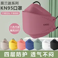 100 pieces Fish Mouth face masks Adult KF Fish shaped Willow Leaf Independent Packaging Four Layer KN95 Morandi Color respirator 2