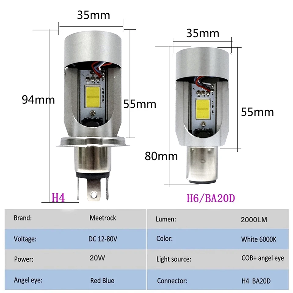 /   H4 LED   Ʈ Ba20d HS1 H6     , ȭƮ DRL ׼ 12V, 1 