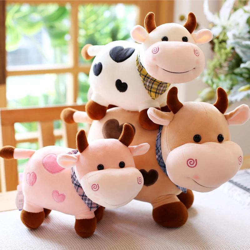 

Fluffy Cow Plush Toy Cuddle Cartoon Cute Animal Cattle Doll Pillow Baby Soothing Toy Soft Children's Stuffed Toy Home Decoration