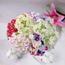 8 pieces / 40 heads 1 cm mini paper flowers roses bouquet artificial flower cheap wedding decoration for scrapbooking DIY flores