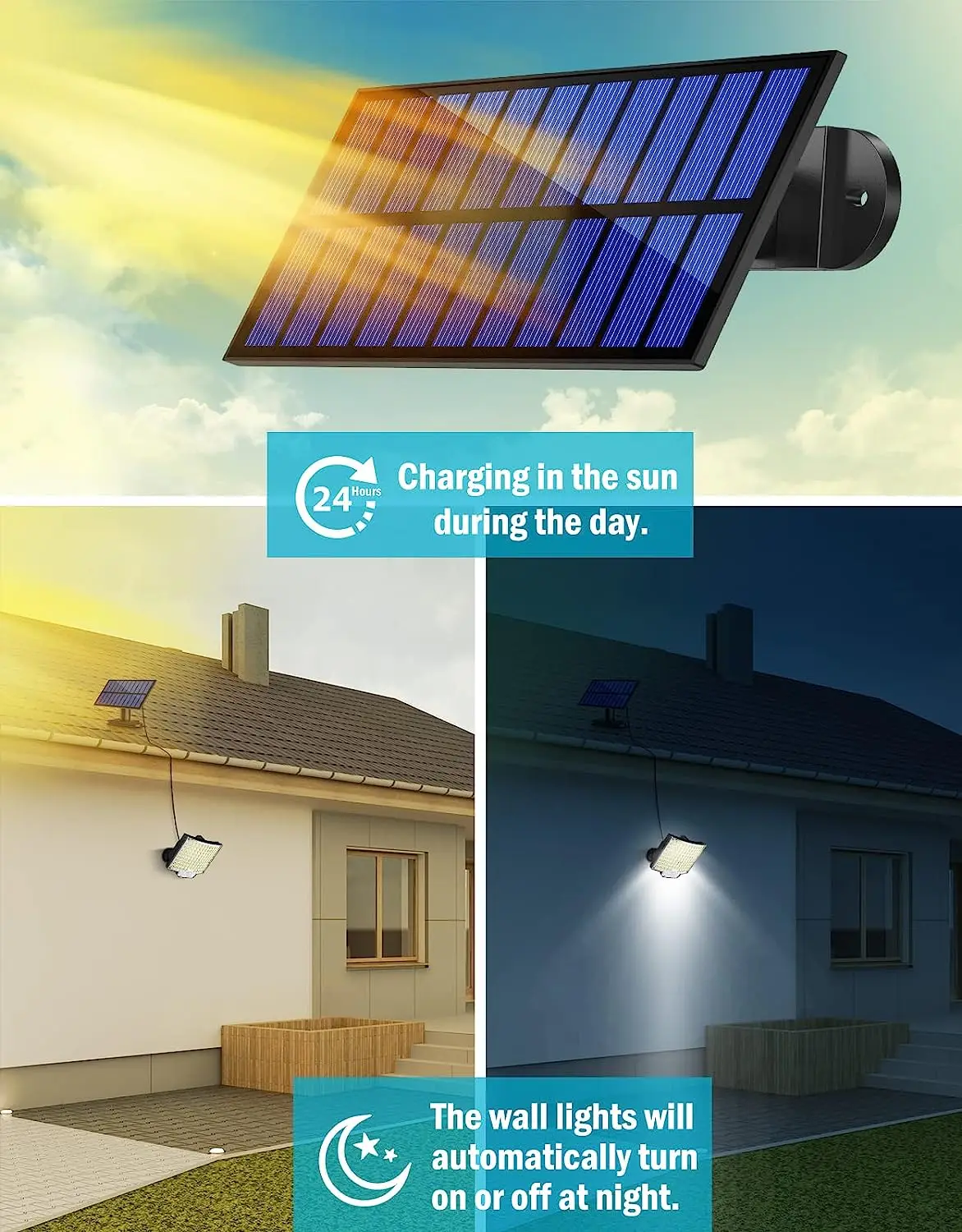 Lampes Solaires Extérieures Imperméables, 56 LED Lampe Murale à Énergie  Solaire avec Capteur de Mouvement, 120 ° Angle d'Éclairage Lumière Solaire  de Sécurité Extérieure pour Patio Jardin 