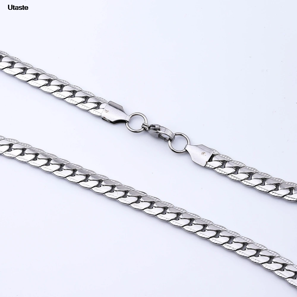 Elegant Two-Tone 6mm Sideways Necklace - Fashion Wedding & Engagement Jewelry