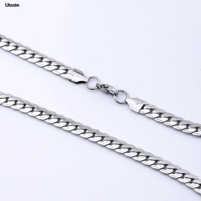 Collier latéral complet de 6mm, couleur or et argent 18K, chaîne de 8/18/20/24 pouces pour femmes et hommes, bijoux de fiançailles et de mariage à la mode