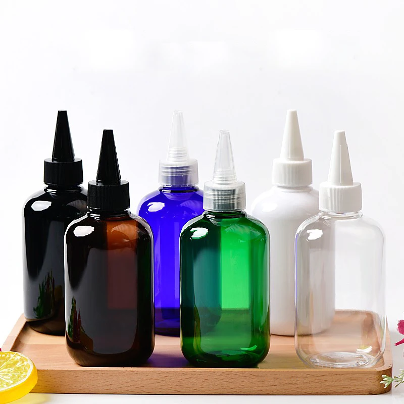 뾰족한 마우스 캡이 있는 200ML 플라스틱 로션 병 30 개, 액체 화장품 포장 용기 접착제 병 트위스트 여행 뚜껑