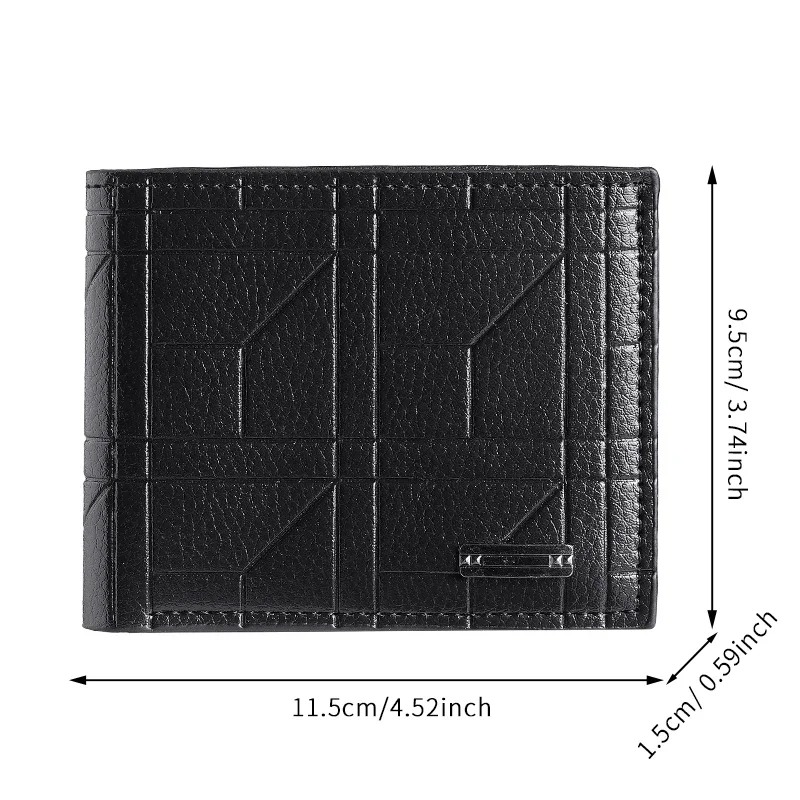 New men's wallets men's short wallet youth fashion checkered horizontal soft wallet large capacity multi-card wallet.