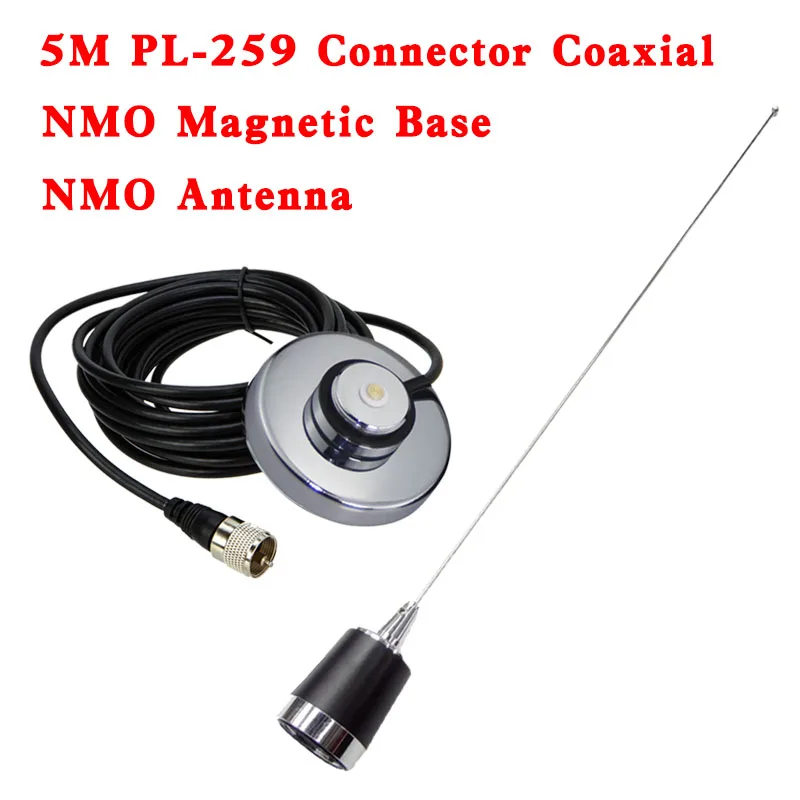 144/430MHz NMO Antenna with 7.5CM NMO Mount Base With 5M PL259 Connector Coaxial Cable