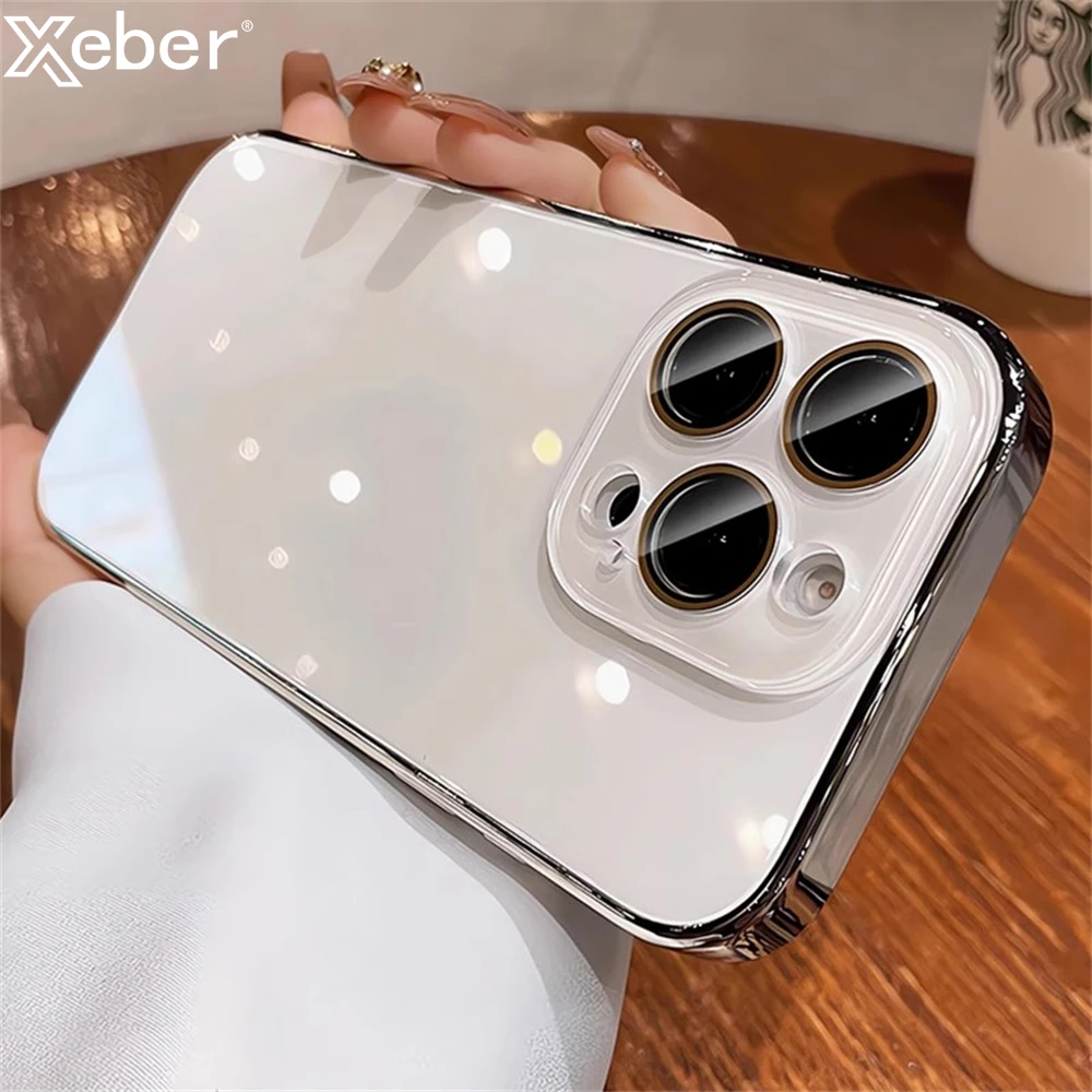 Luxury Plating Full Lens Protection Frosted Glass Phone Case