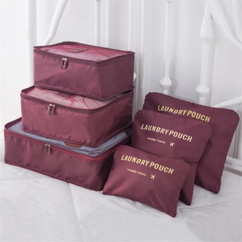 6 PCS Travel Storage Bag Set for Clothes Tidy Organizer Wardrobe Suitcase Pouch Unisex Multifunction Packing Cube Bag Travel Kit Storage Bag Travel Bags Clothes Storage Bags