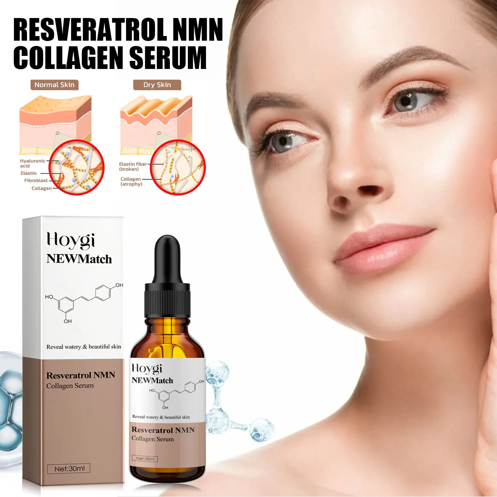 

30ml Hoygi Anti-Wrinkle Collagen Essence Fading Wrinklehydrating Moisturizing Hydrating Firming Bright Whitening Skin Essence
