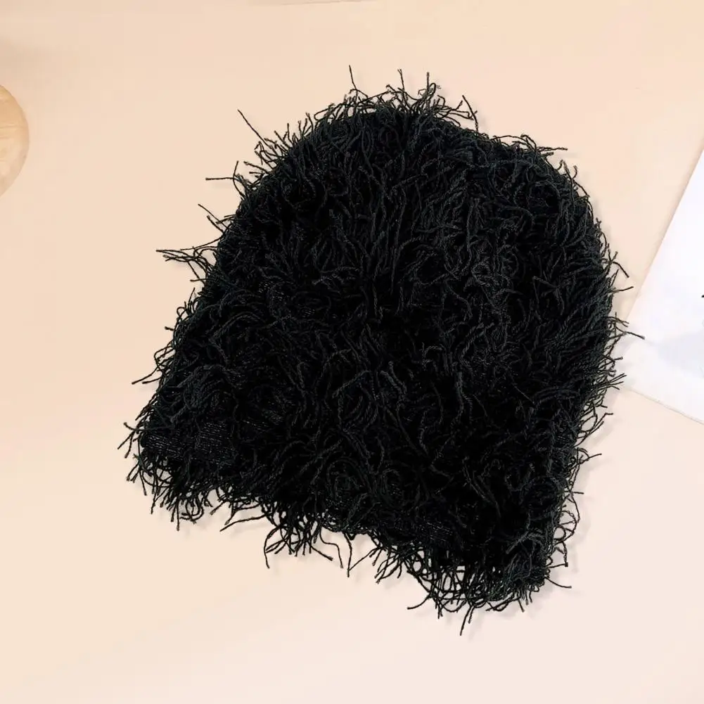 

Lady Winter Cap Cozy Unisex Winter Hats Fuzzy Knitted Skullies with Anti-slip Elastic Soft Head Protection Hop Style for Couples