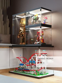 Acrylic Display Case with Light w/h Door Assemble Storage Box Organizer Dustproof Showcase for Toy/Collectibles/Figure/Lego/Car 4