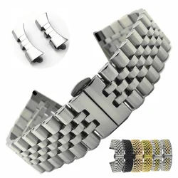Stainless steel five bead watch band arc mouth watch band switch raw ear solid watch chain butterfly buckle steel belt