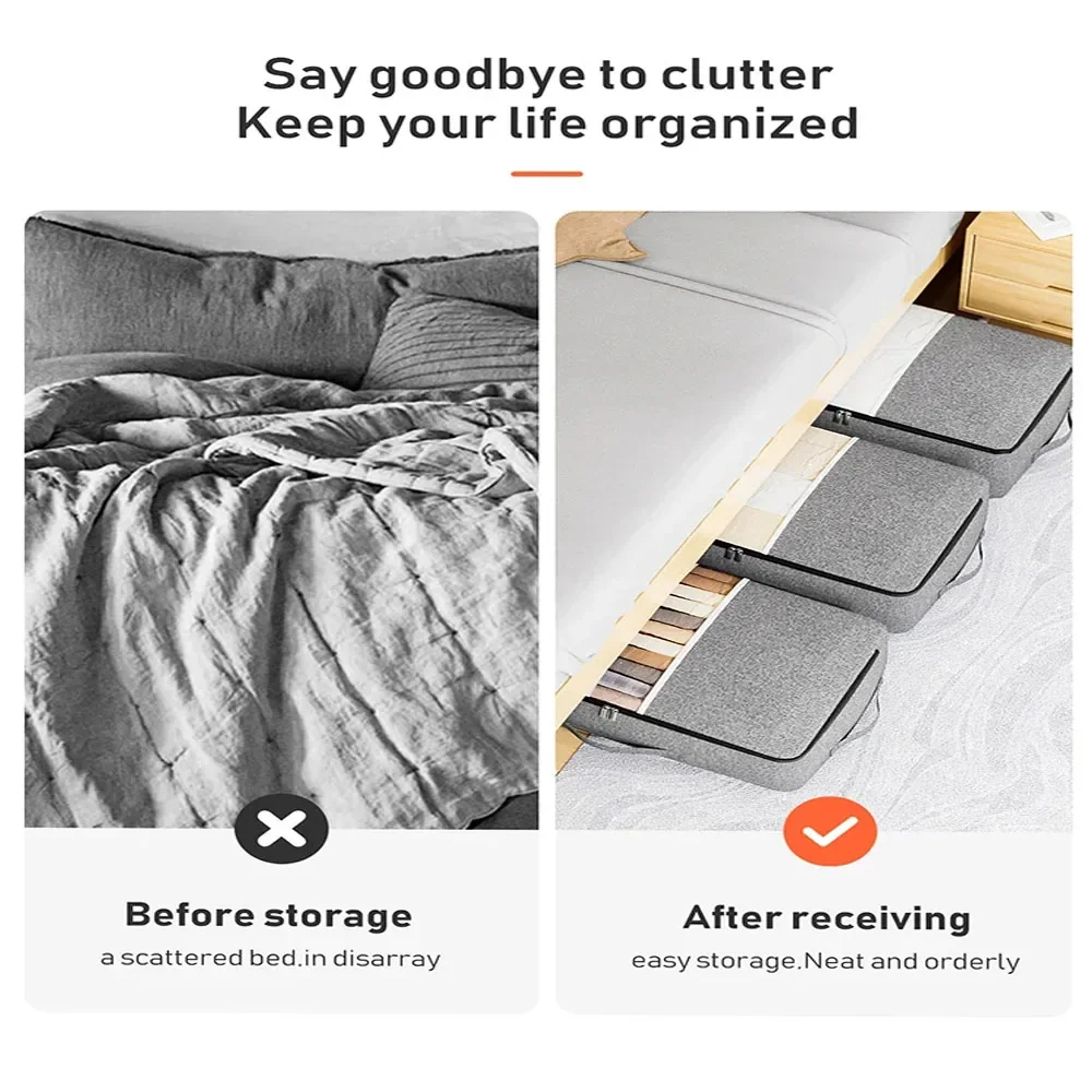 1PC gray clothing storage bag, bed bottom storage bag, quilt storage bag, large capacity organizing bag, with window storage bag 4