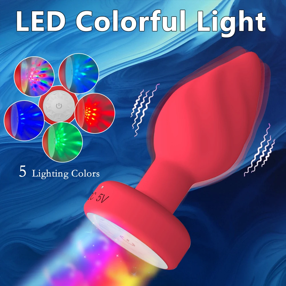 Portable LED Anal plug Vibrator Butt Plug 10 Vibration Ring Wireless Remote Prostate Massager Adult Sex Toys for Women Men Gay 3