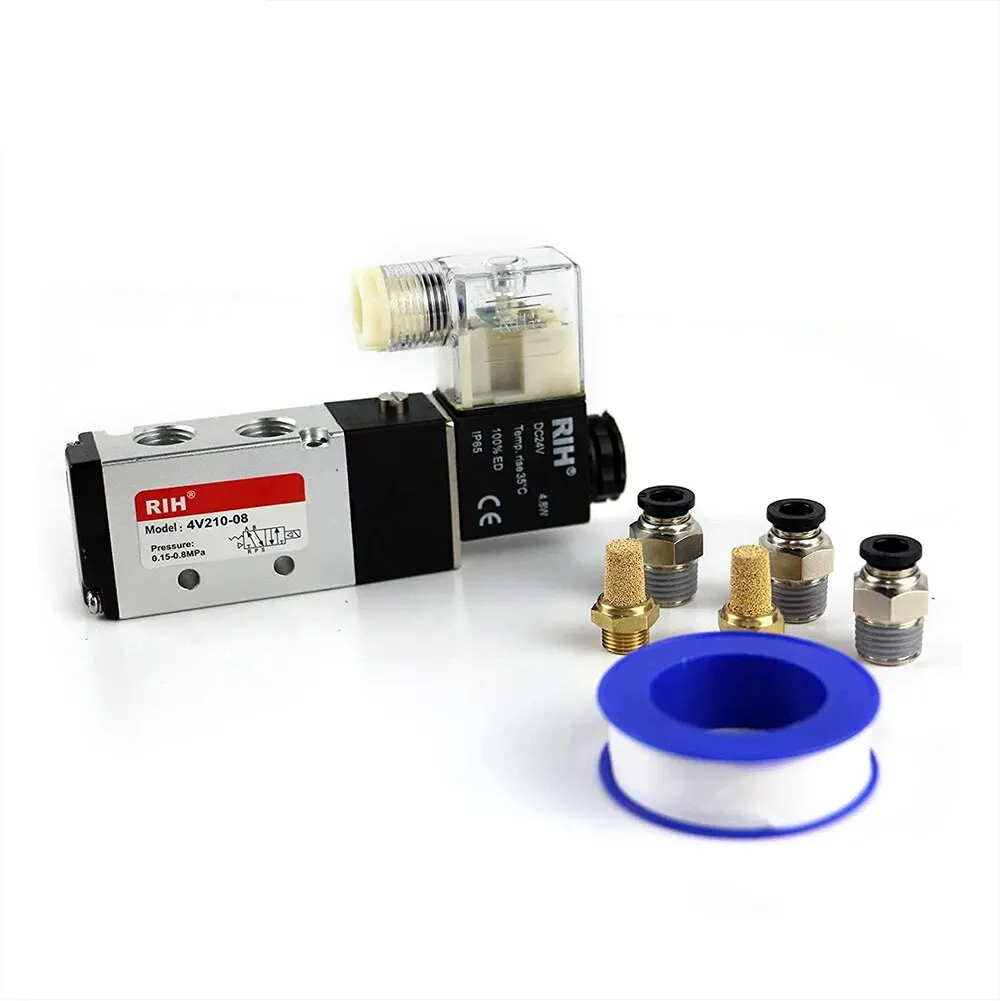 Aluminum Alloy Directional Air Control 5/2 Way Single Coil 4V210-08 Pneumatic Solenoid Valve