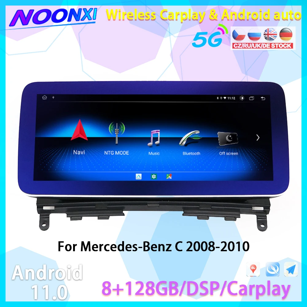 

Автомобильное радио Carplay с Bluetooth, 8 ГБ + 128 Гб, для Mercedes-Benz C 2008, 2009, 2010, GPS-навигация, головное устройство, мультимедийный проигрыватель Android, автомобильное стерео