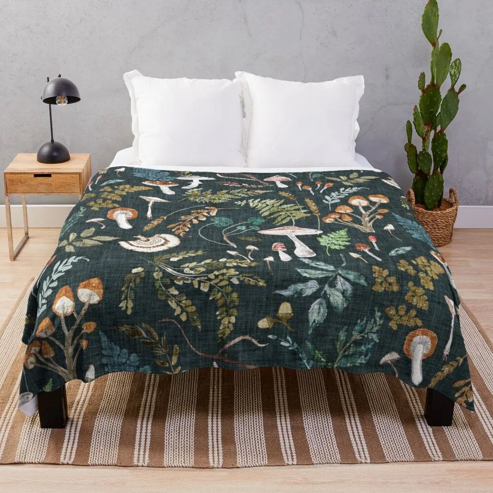 

Mushroom Grove (midnight) Throw Blanket Luxury St Blanket Baby Blanket Loose Blanket Travel Blanket