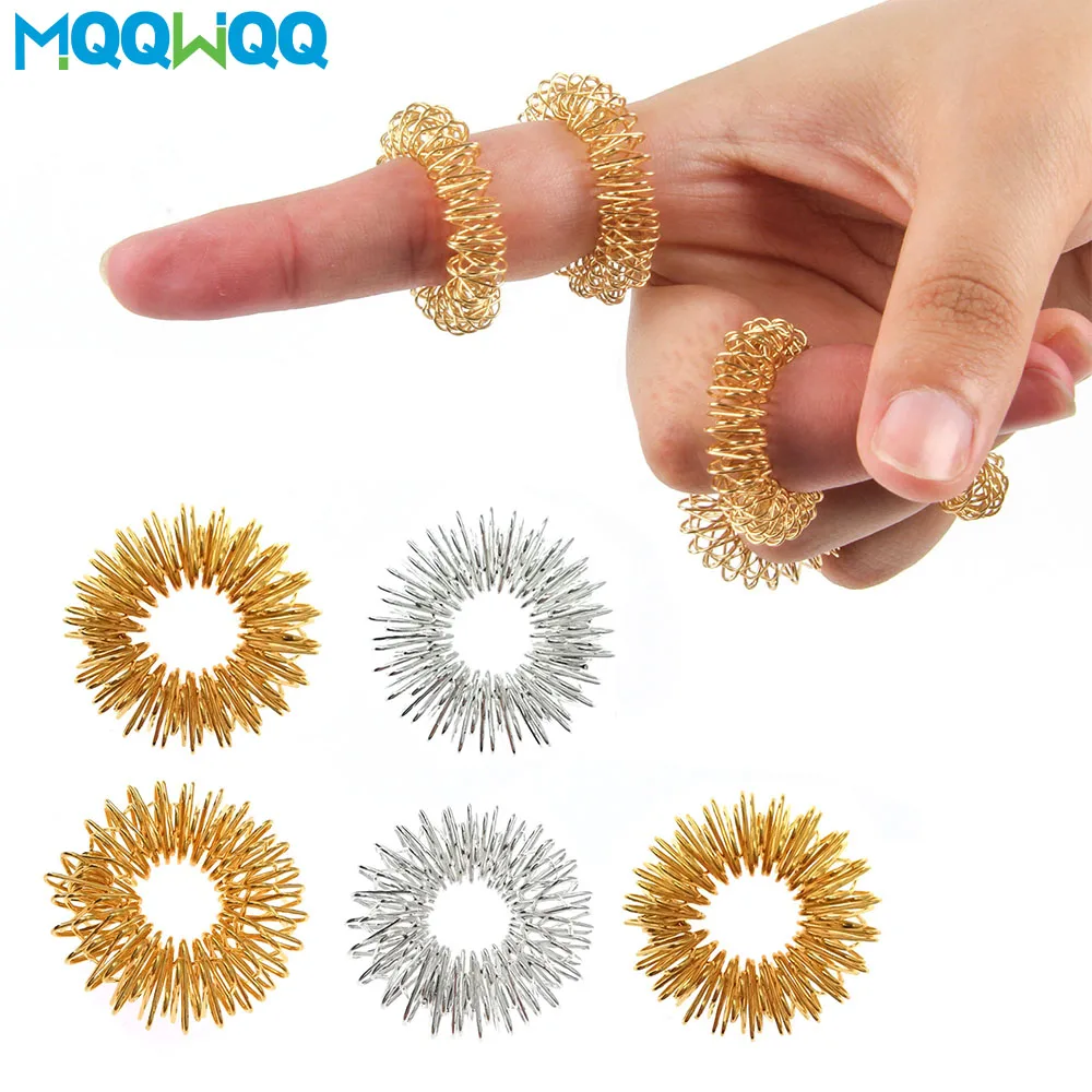 5/6/8/10Pcs Stainless Steel Spiky Sensory Rings Finger Ring Acupressure Ring Set for Teens,Adults,Silent Stress Reducer Massager 10pcs white food grade silicone o ring gasket cs 5mm od 15 155mm waterproof washer round o shape vmq o rings silicone ring