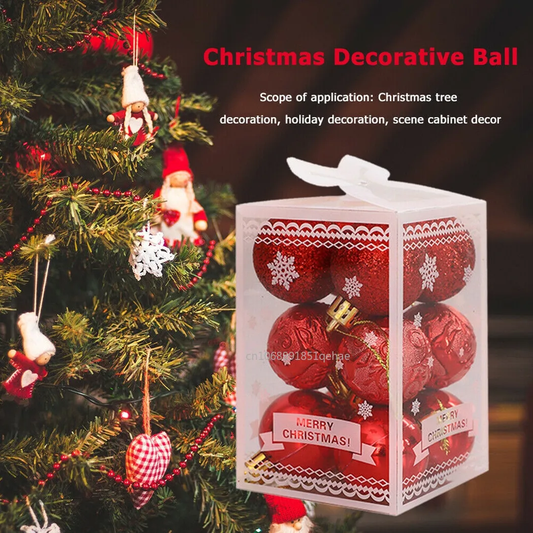 12PCS 4cm Christmas Ball Xmas Tree Balls Hanging Pendant Decoration Plastic 2025 Xmas Party New Year Accessories Ornament Decor