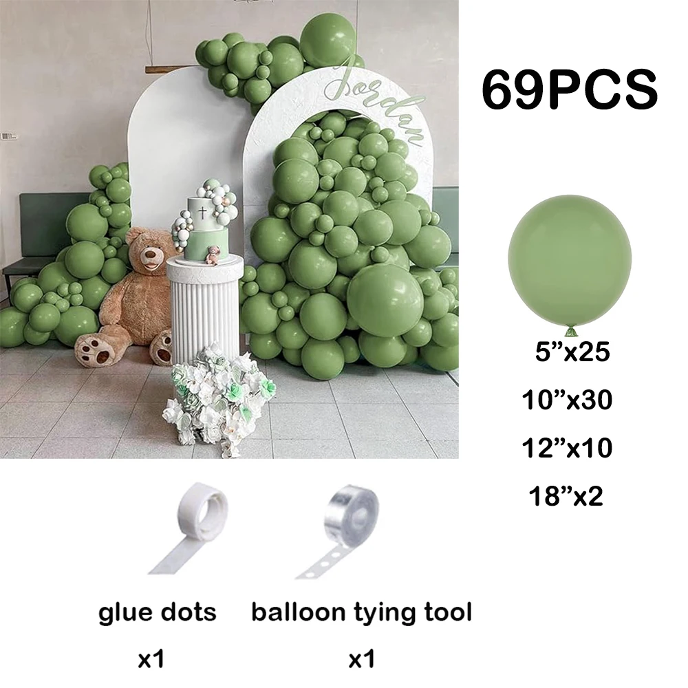 세이지 그린 풍선 화환 녹색 풍선 아치 키트 생일 파티 장식 베이비 샤워 웨딩 Ballon 배경 장식 글로브
