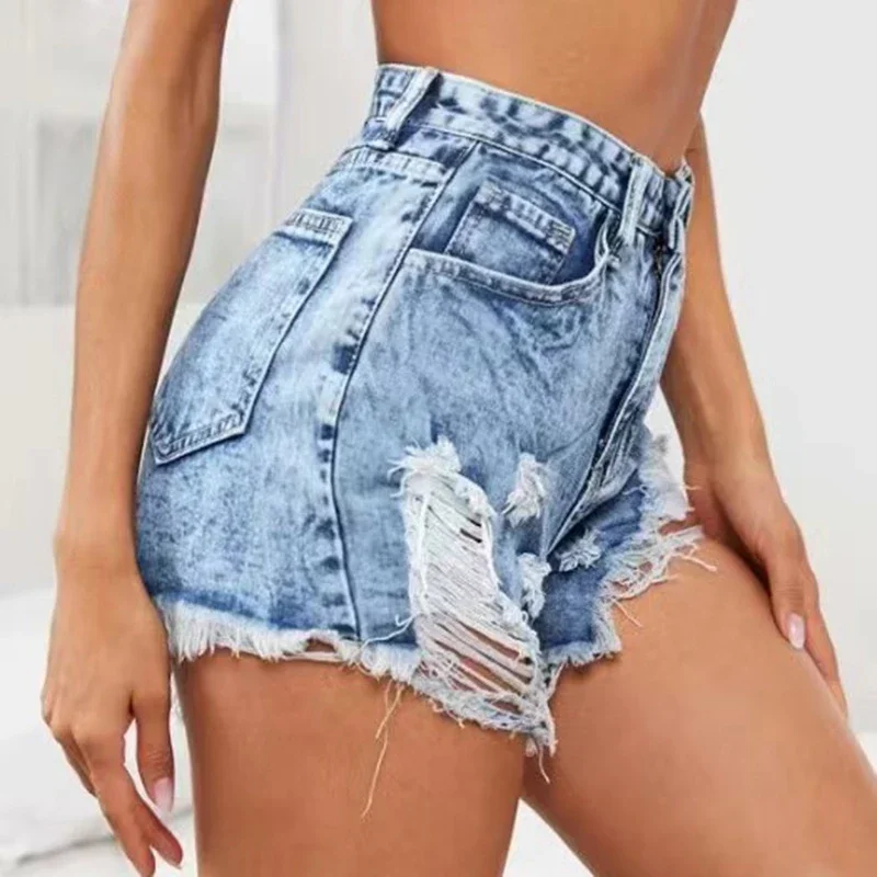 

Slim Denim Shorts For Women's Summer Outerwear High-waisted Sports And Casual Ripped Trousers For Women's Loose Beach Pants