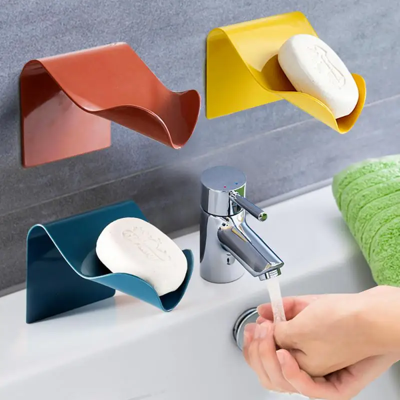 

High Quality Soap Dish Wall-Mounted Soap Box Drainage Soap Holder Soap Rack Punch-Free Soap Sponge Shelf Bathroom Accessories