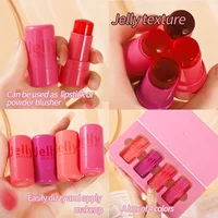 4pcs Set Jelly Cheek Blush Tint 3-in-1 Transparent Moisturized Blusher Facial Contour Rouge Lip Stick Long Lasting Rouge Makeup 2