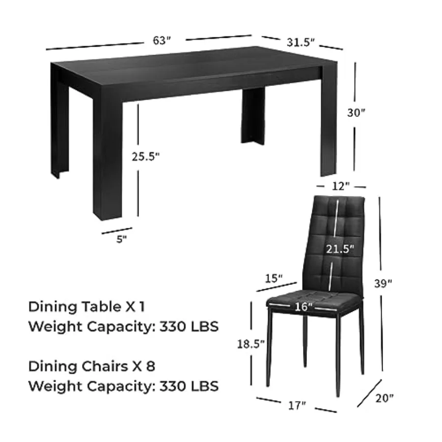 9-Piece Wood Dining Table Set 6