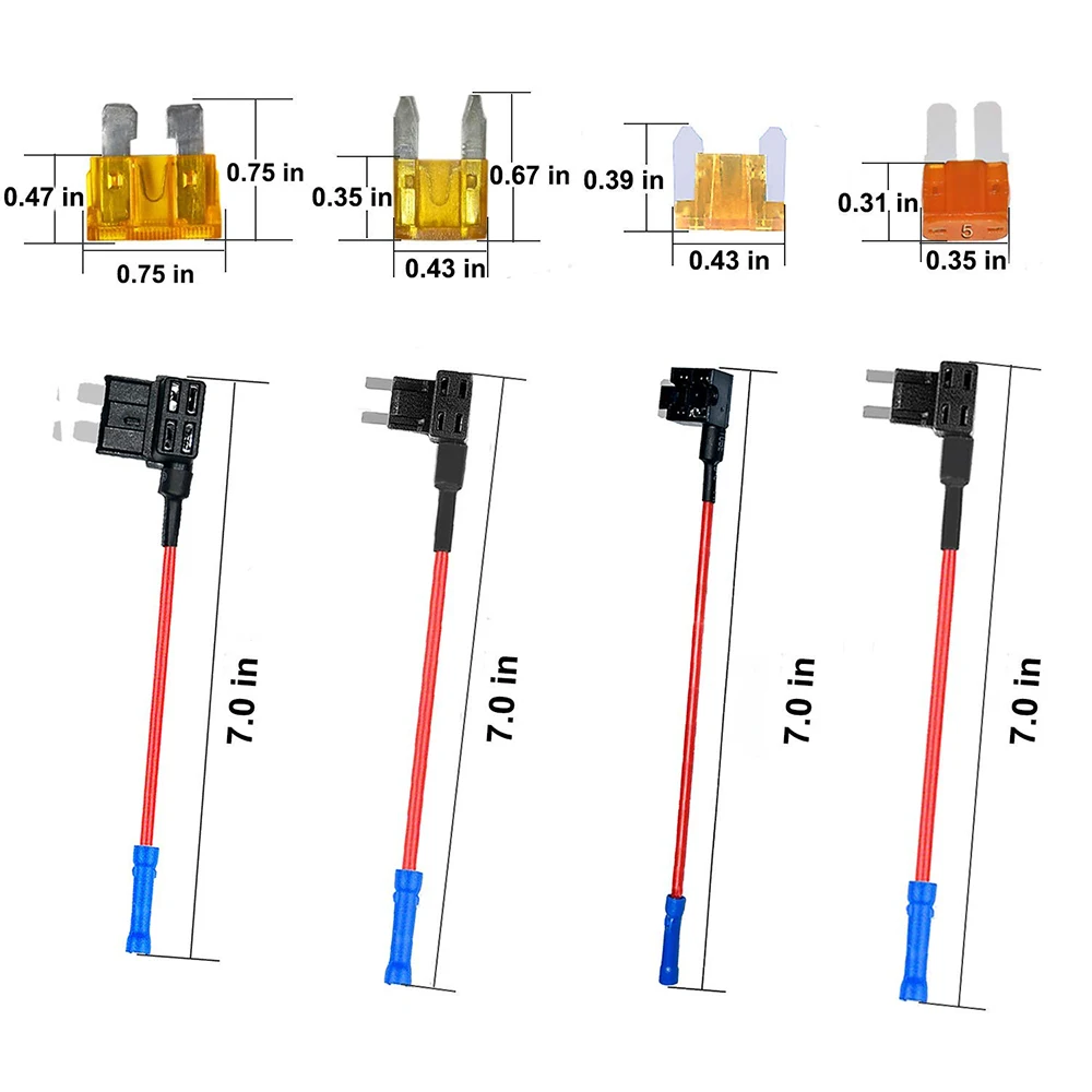Circuit Adapters And Fuse Set 24pcs 4 types of 12V Additional Circuit Adapters And Fuse Kits-Tap Car Fuse Holder With MICRO2 Mini ATC ATS Thin Tap Adapter